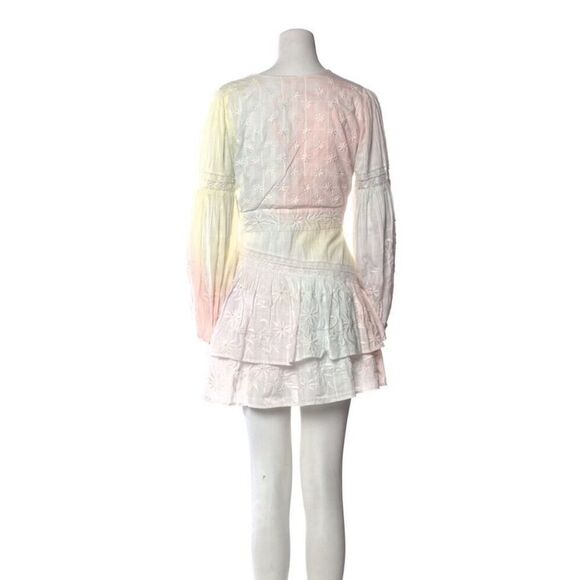 NWT LoveShackFancy Ruffle Mini Dress Abitha Tie Dye Embroidered Cotton sz M - Picture 5 of 6